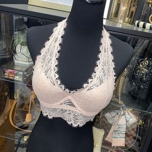 VS PINK Lace Lightly Lined Halter Bralette